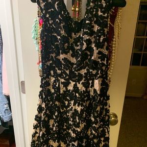 Black and cream lace dress